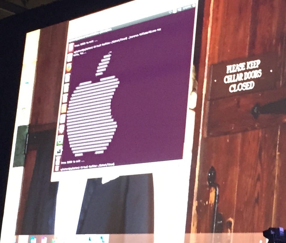 The Apple logo show by a .Net application running on Ubuntu.
