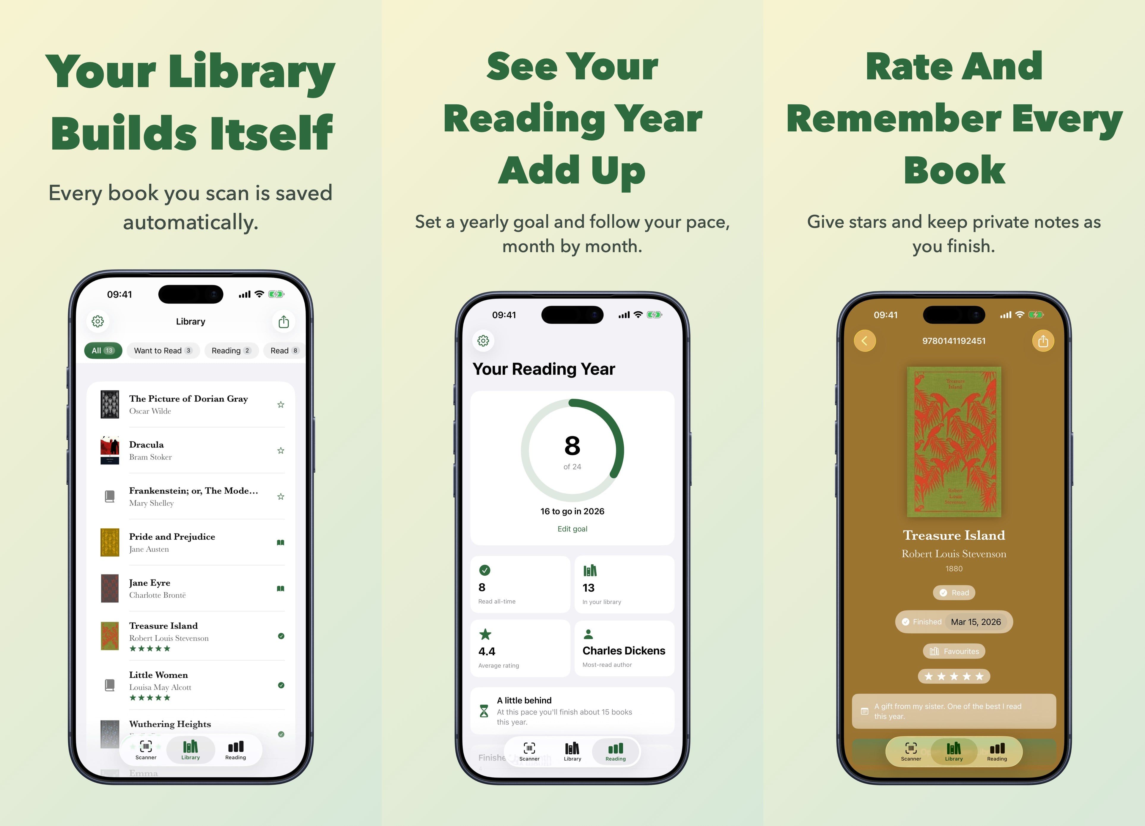 ISBN Book
Scanner: scan a barcode, track what you read, and see your reading year