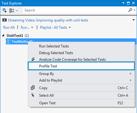 Enable profile test in Visual Studio 2012s Test Explorer