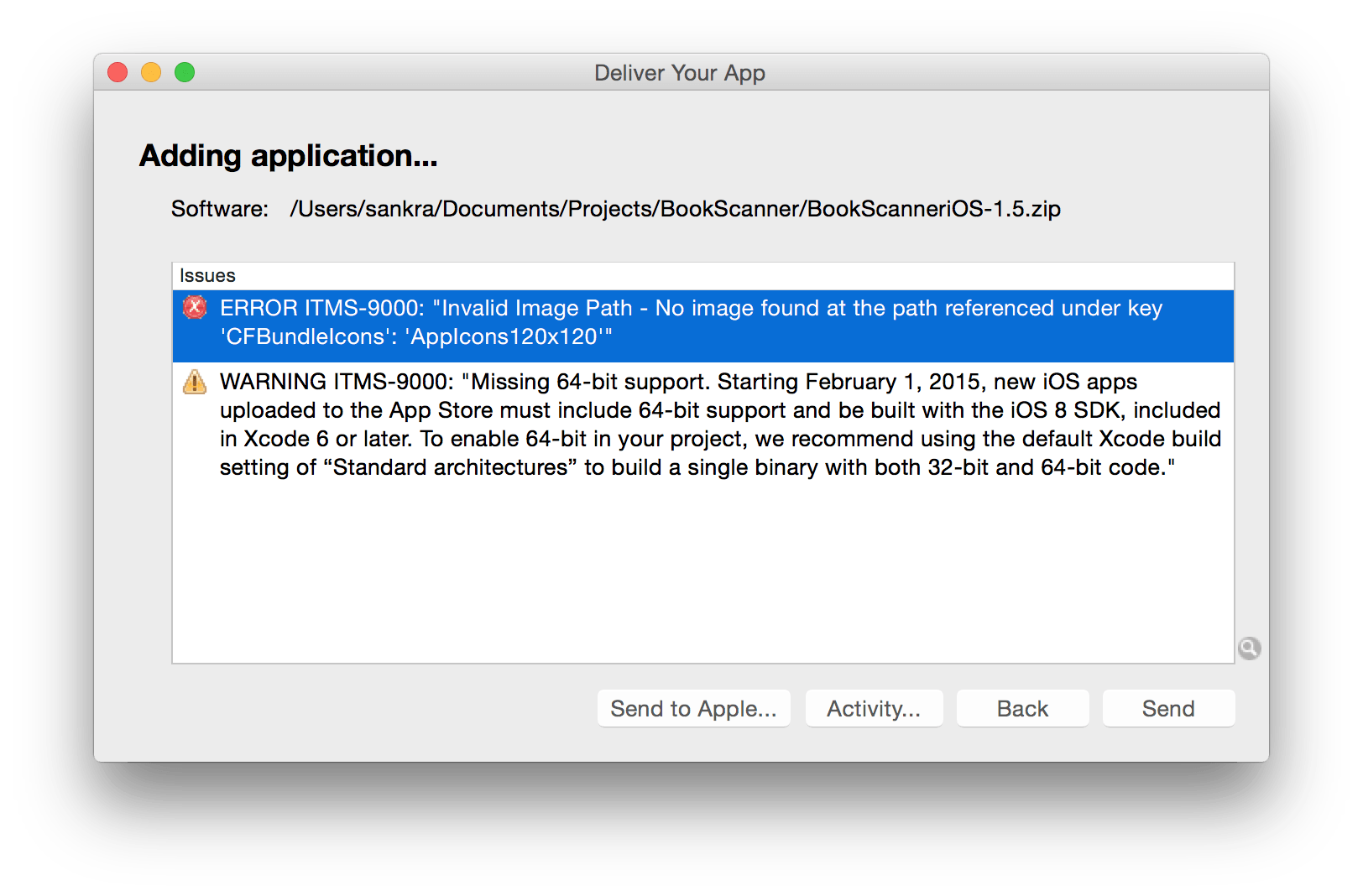 ERROR ITMS-9000: Invalid Image Path