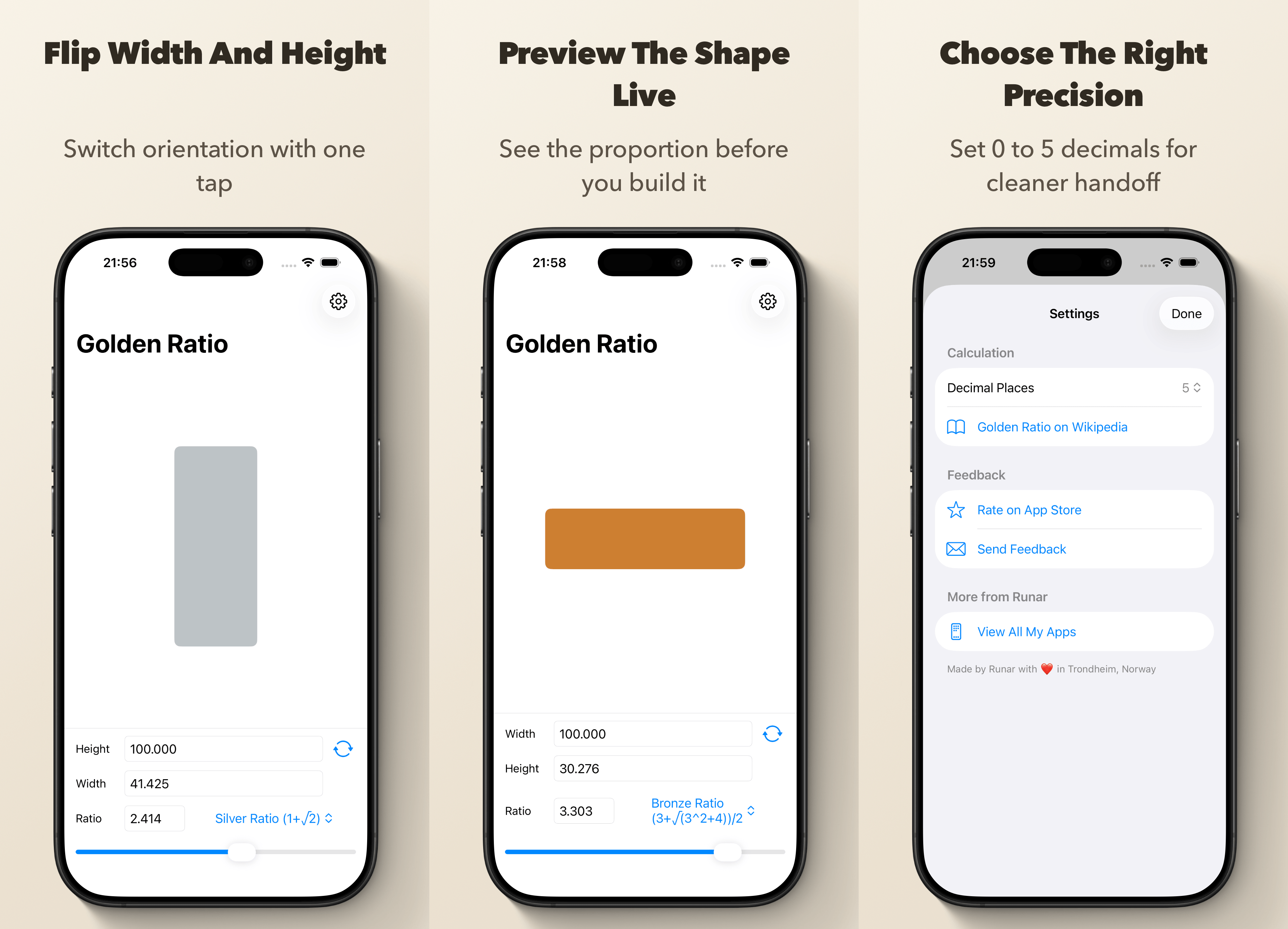 Golden Ratio Calculator++ screenshots