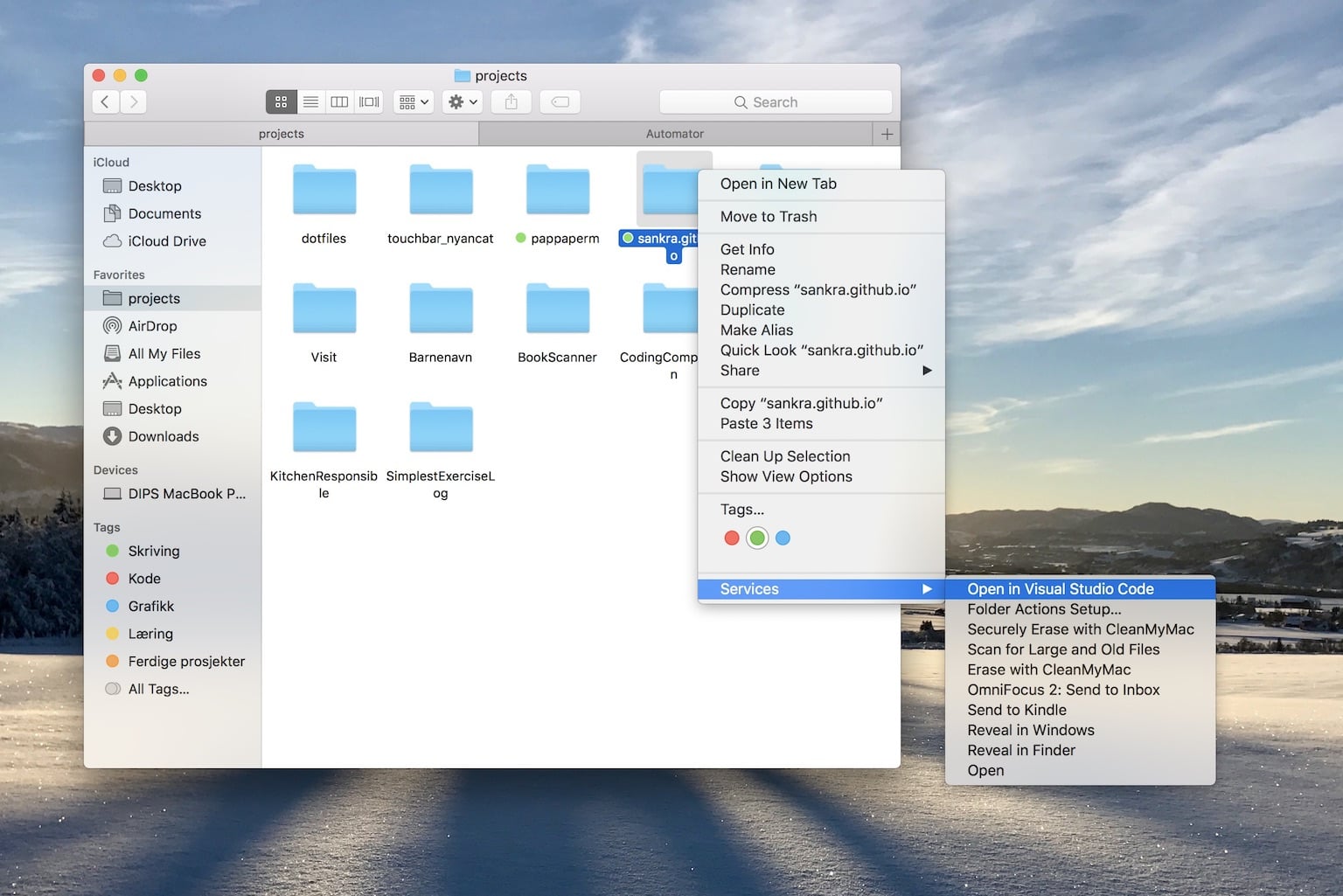 open folder vs code mac