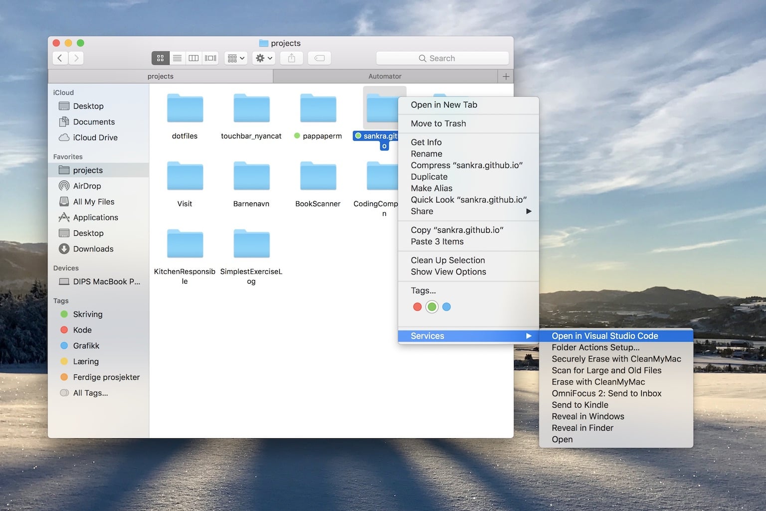 Open Folder In Visual Studio Code From The Finder