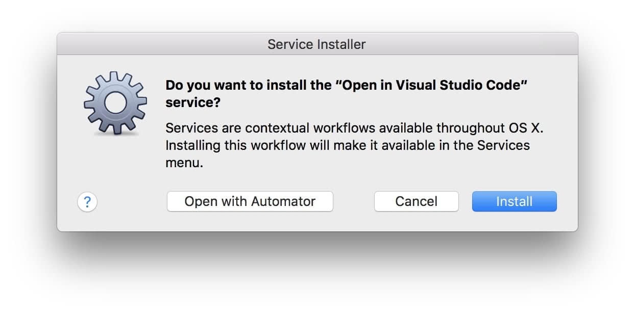 Install the service from the Finder