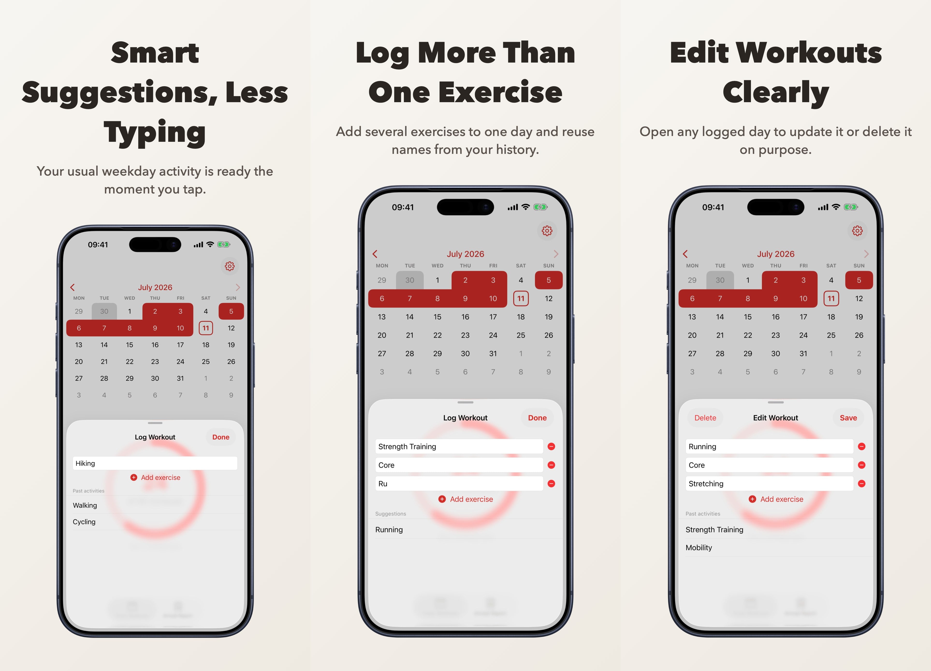 Simplest Workout Tracker screenshots
