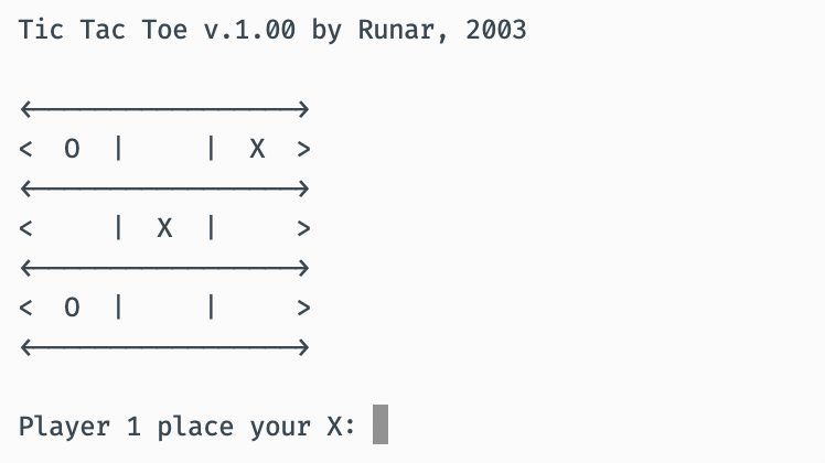 Command line Tic Tac Toe